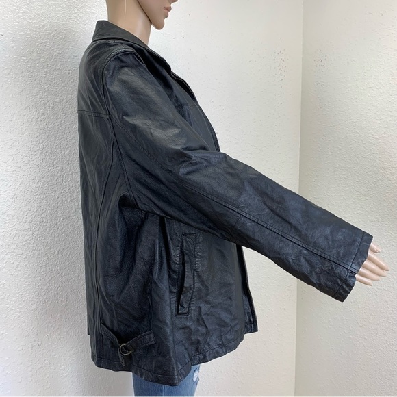 Excelled Womens black leather moto jacket full zip size XL bikercore - Picture 4 of 12